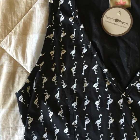 Tulip Size Small Black and White Flamingo Print Dress - Picture 8 of 13